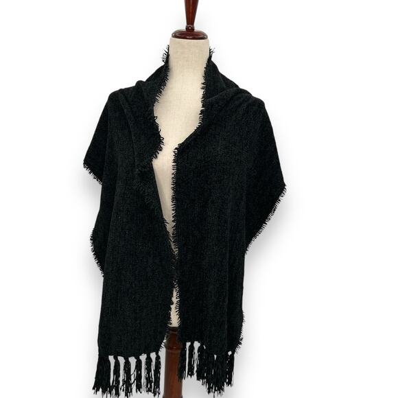 NEW Style & Co Black Chenille Scarf with Fringe Trim Oblong Winter Plaid Neutral - Picture 7 of 16